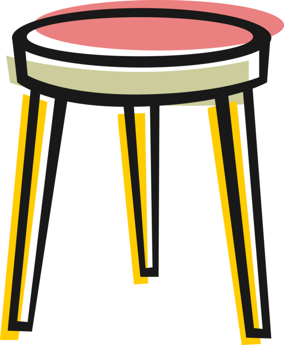 Vector Illustration of Three-Legged Stool Furniture