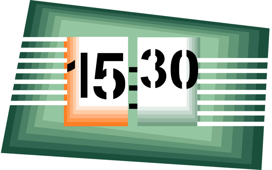 Vector Illustration of Team Sports Game Clock Indicates, Keeps, and Co-ordinates Time