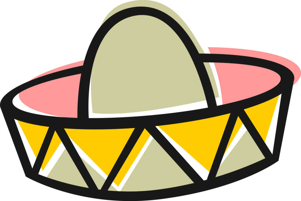 Vector Illustration of Spanish or Mexican Wide-Brimmed Sombrero Hat