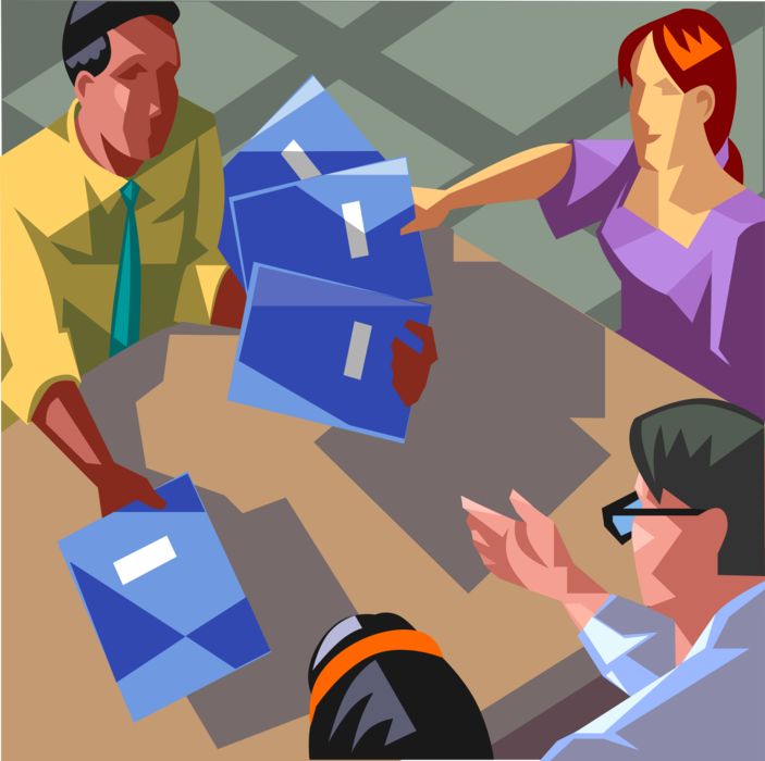 Vector Illustration of Office Business Meeting to Discuss Financial Statement