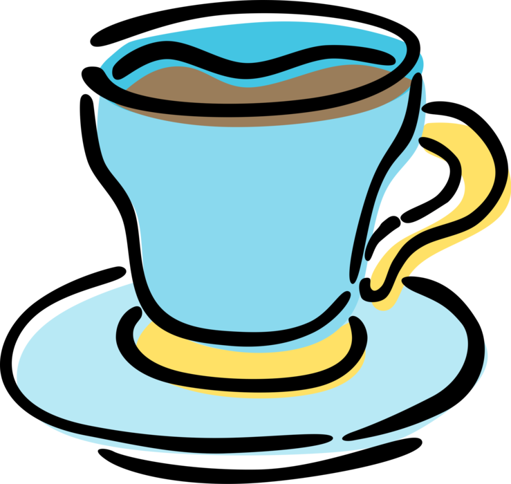 Vector Illustration of Cup of Hot Freshly Brewed Coffee Beverage Drink