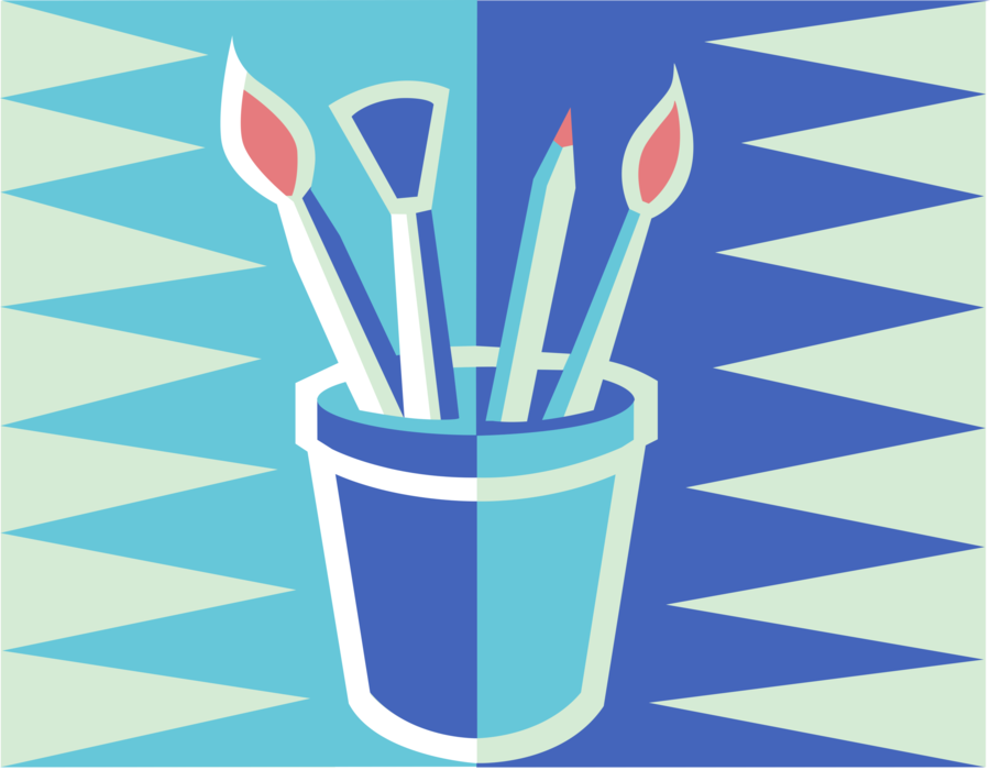 Vector Illustration of Visual Arts Artist's Paintbrushes