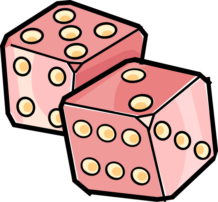 Vector Illustration of Dice used in Pairs in Casino Games of Chance or Gambling