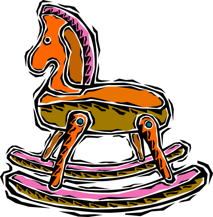 Vector Illustration of Rocking Horse Child's Toy