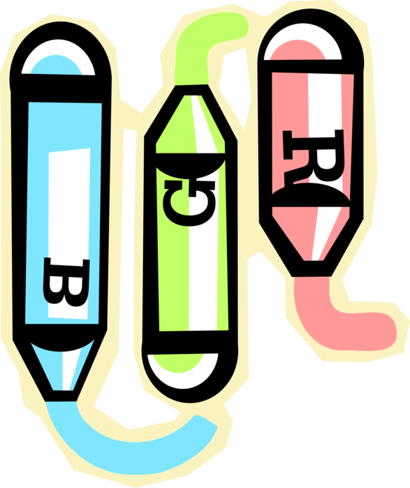 Vector Illustration of Children's Drawing and Coloring Wax Crayons