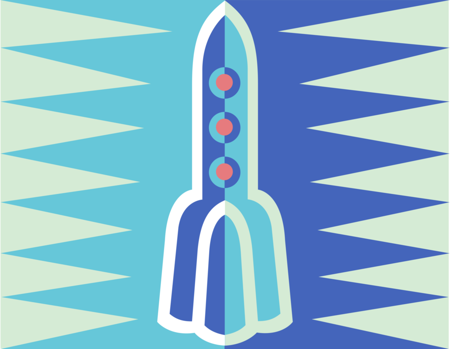 Vector Illustration of Spaceship Rocket Ship Spacecraft Symbol