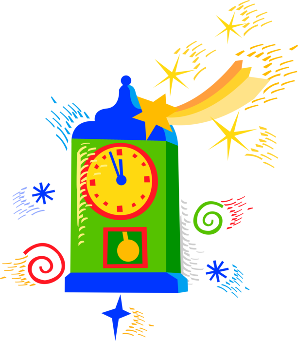 Vector Illustration of Mantle Clock Indicates, Keeps and Co-ordinates Time