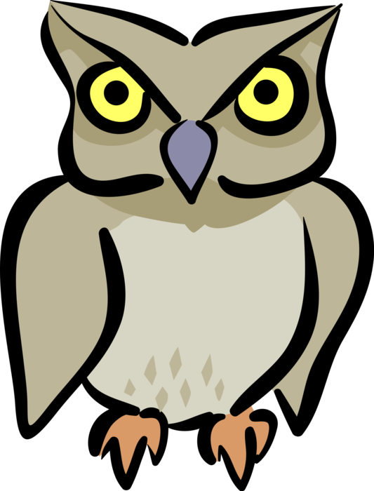 Vector Illustration of Wise Owl Bird Symbol of Wisdom and Knowledge