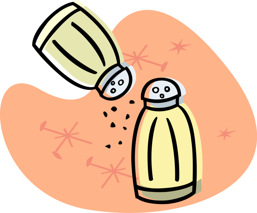 Vector Illustration of Salt and Pepper Shakers Dispense Condiments