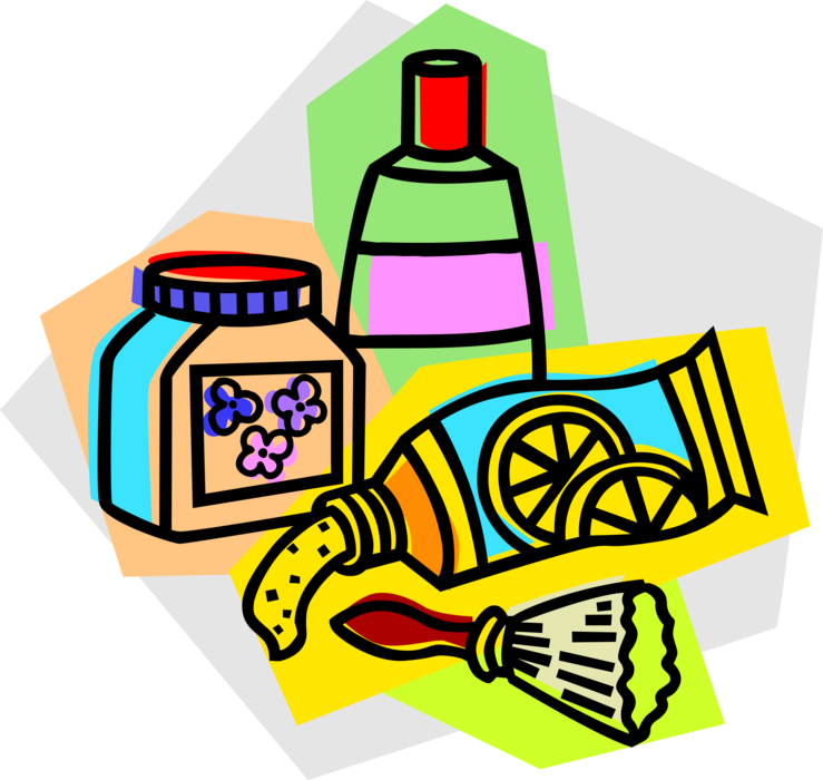 Vector Illustration of Personal Care Toiletries used in Personal Hygiene and Beautification