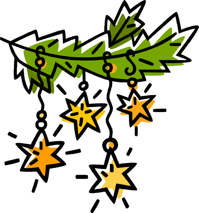 Vector Illustration of Star Christmas Tree Ornament Decorations