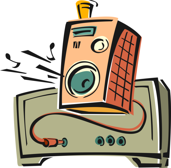 Vector Illustration of Home Stereo Entertainment System Loudspeaker Speaker