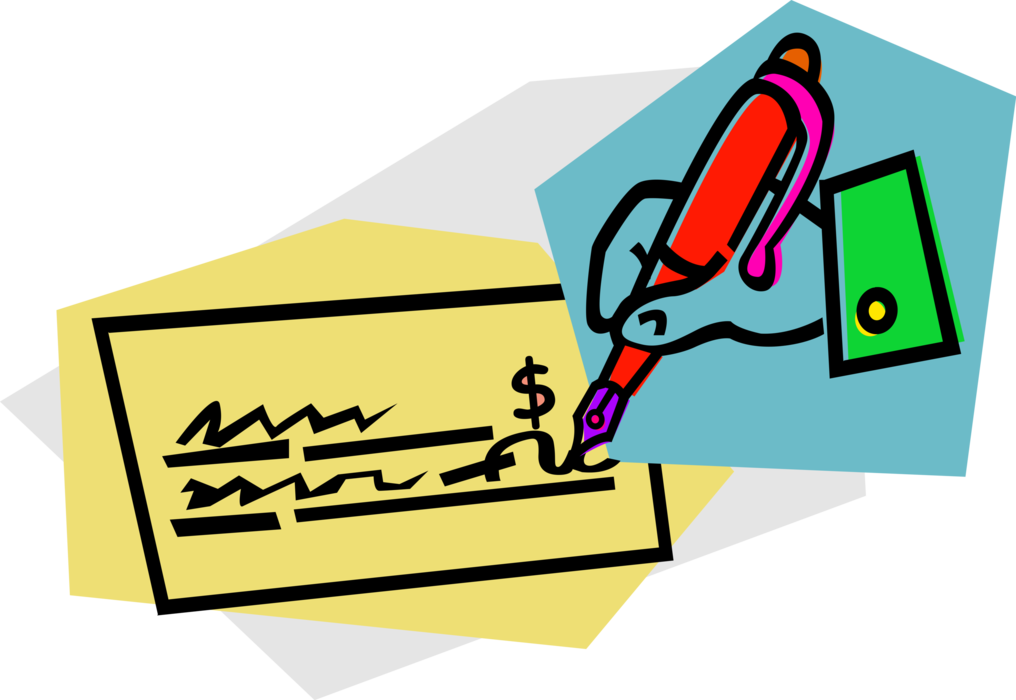 Vector Illustration of Hand Writing Check or Cheque with Fountain Pen