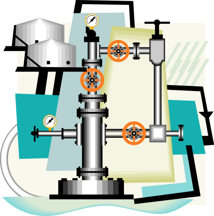 Vector Illustration of Petroleum Energy Industry with Distribution Pipeline and Storage Facility