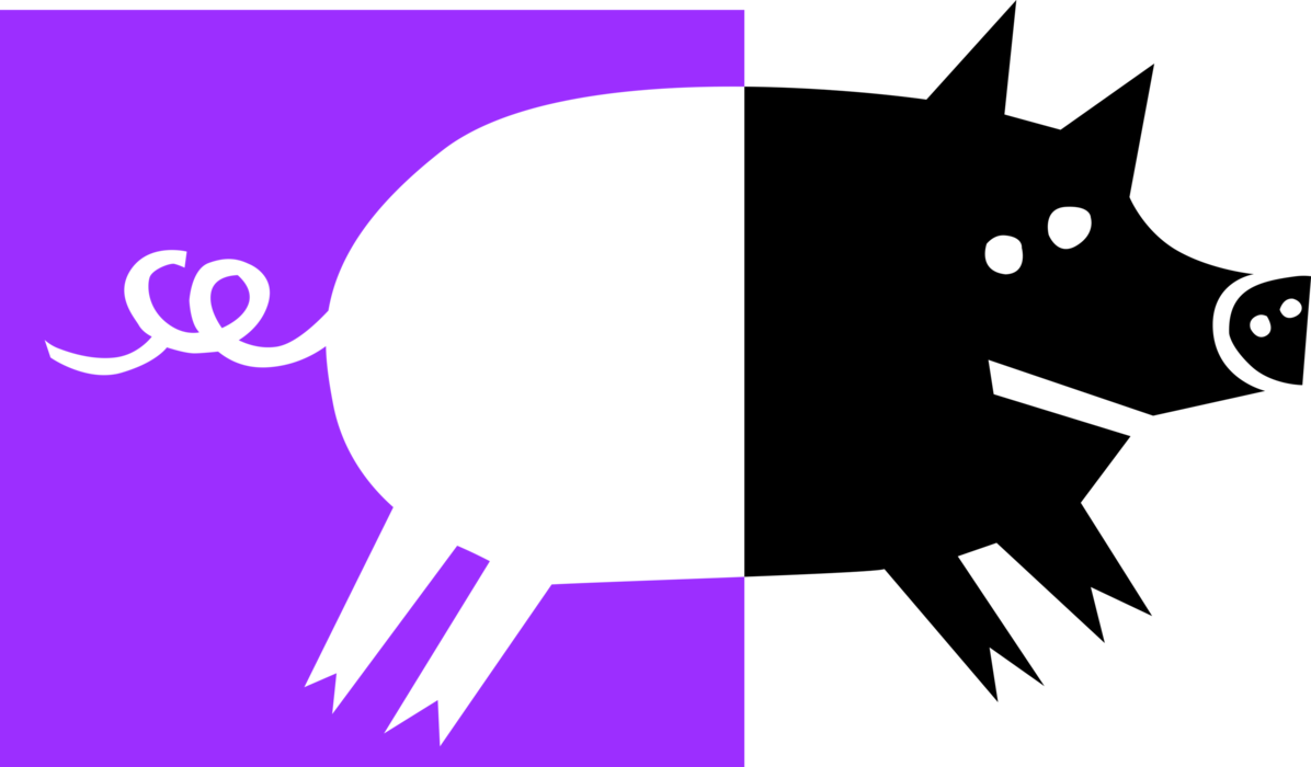 Vector Illustration of Pig in Pigsty or Pigpen