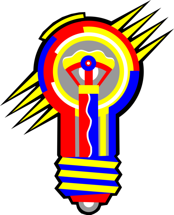 Vector Illustration of Electric Light Bulb Symbol of Invention, Innovation, Inspiration and Good Ideas