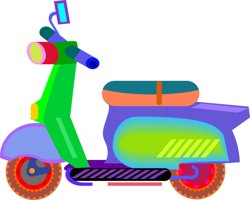 Vector Illustration of Motor Scooter Motorcycle with Step-Through Frame