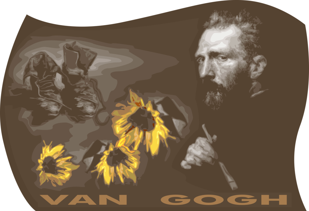 Vector Illustration of Vincent Van Gogh, Dutch Post-Impressionist Artist Painter