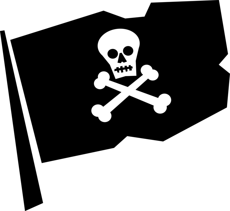 Vector Illustration of Buccaneer Pirate Flag with Skull and Crossbones