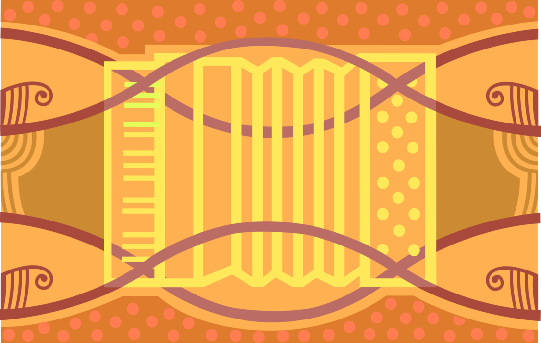 Vector Illustration of Accordion Bellows-Driven Musical Instrument