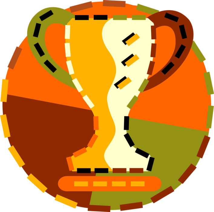 Vector Illustration of Winner's Trophy Cup Prize Award Recognizes Specific Achievement or Evidence of Merit