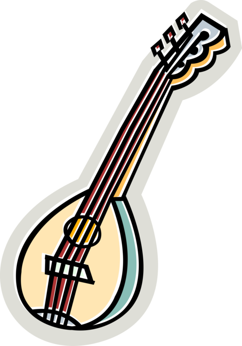 Vector Illustration of Mandolin Stringed Musical Instrument