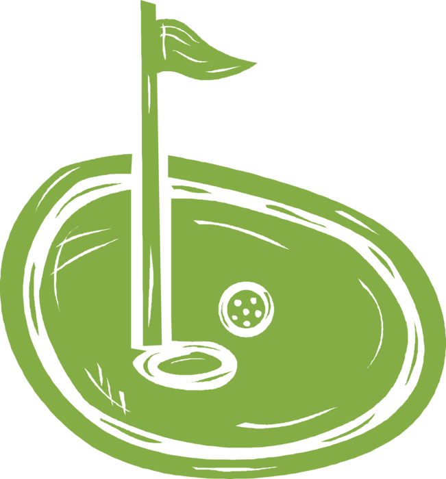 Vector Illustration of Sport of Golf Ball on the Green Near the Pin