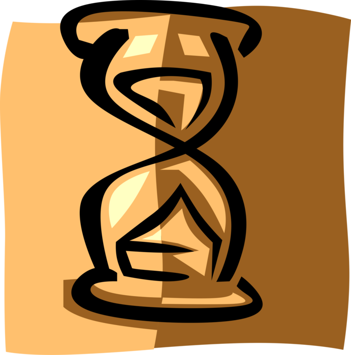 Vector Illustration of Hourglass or Sandglass, Sand Timer, or Sand Clock Measures Passage of Time