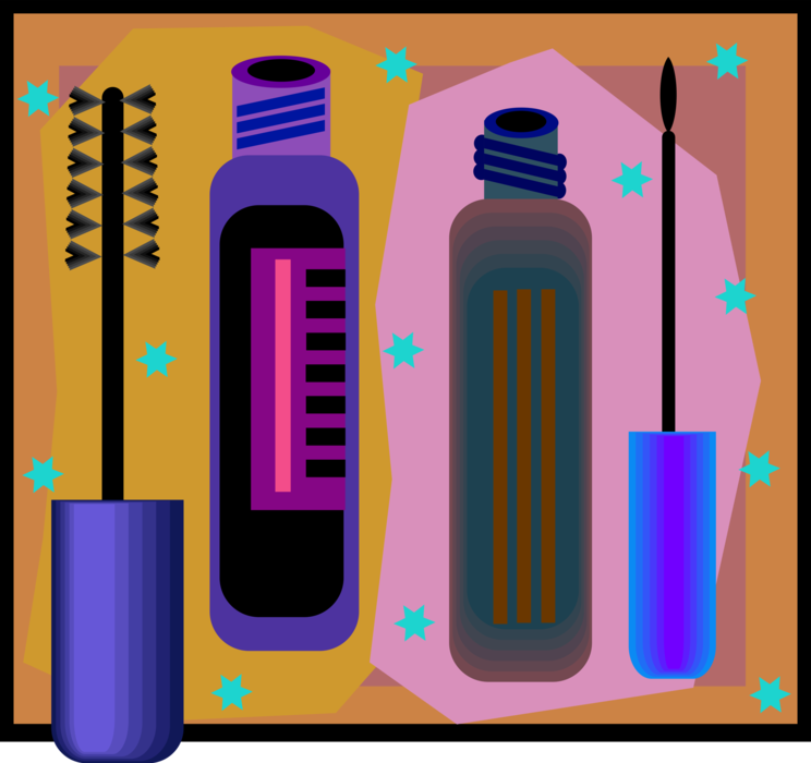 Vector Illustration of Cosmetic Beauty Product Mascara and Lip Gloss