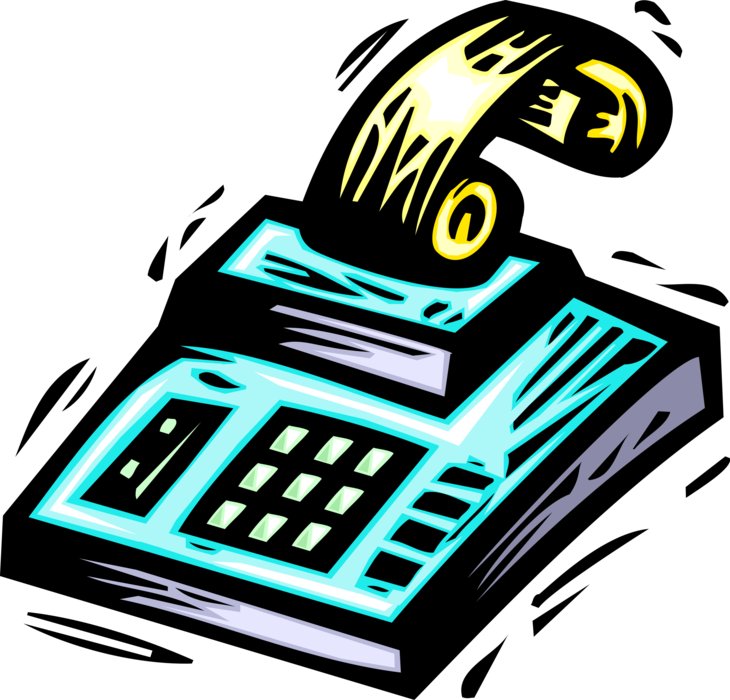 Vector Illustration of Calculator Portable Electronic Device Performs Basic Operations of Mathematics