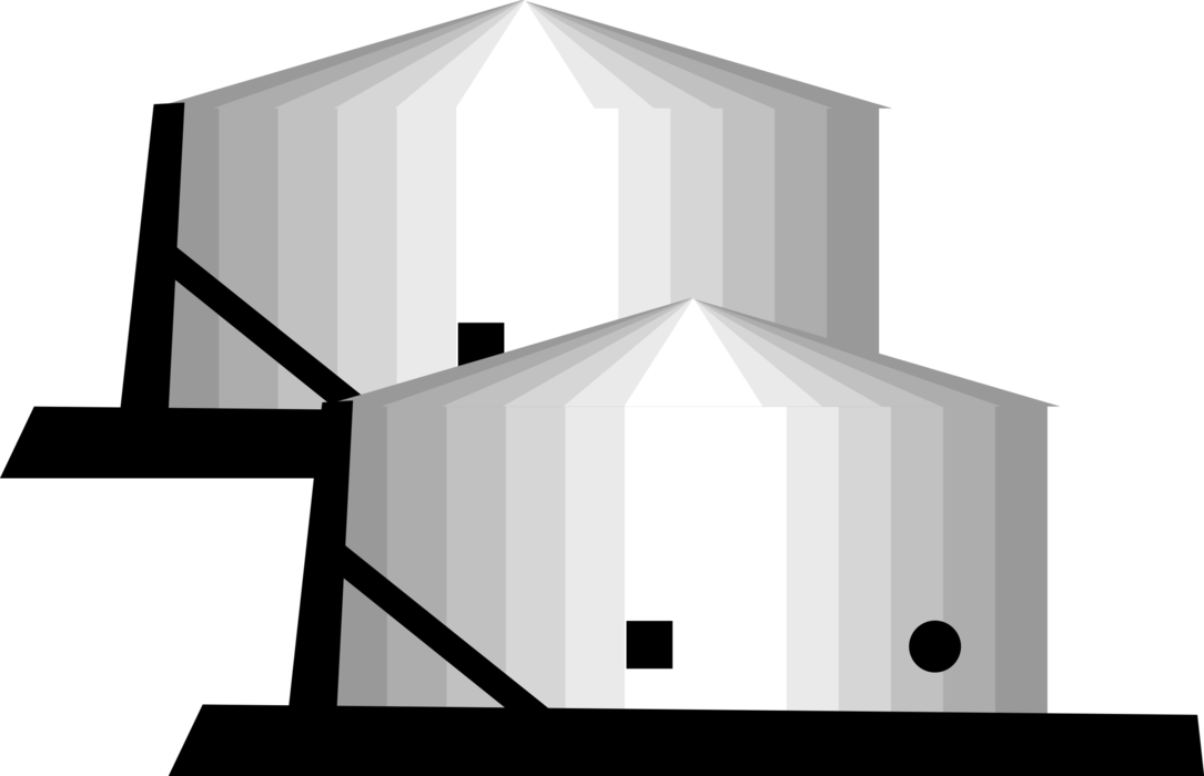 Vector Illustration of Petroleum Gasoline Gas Storage Tanks