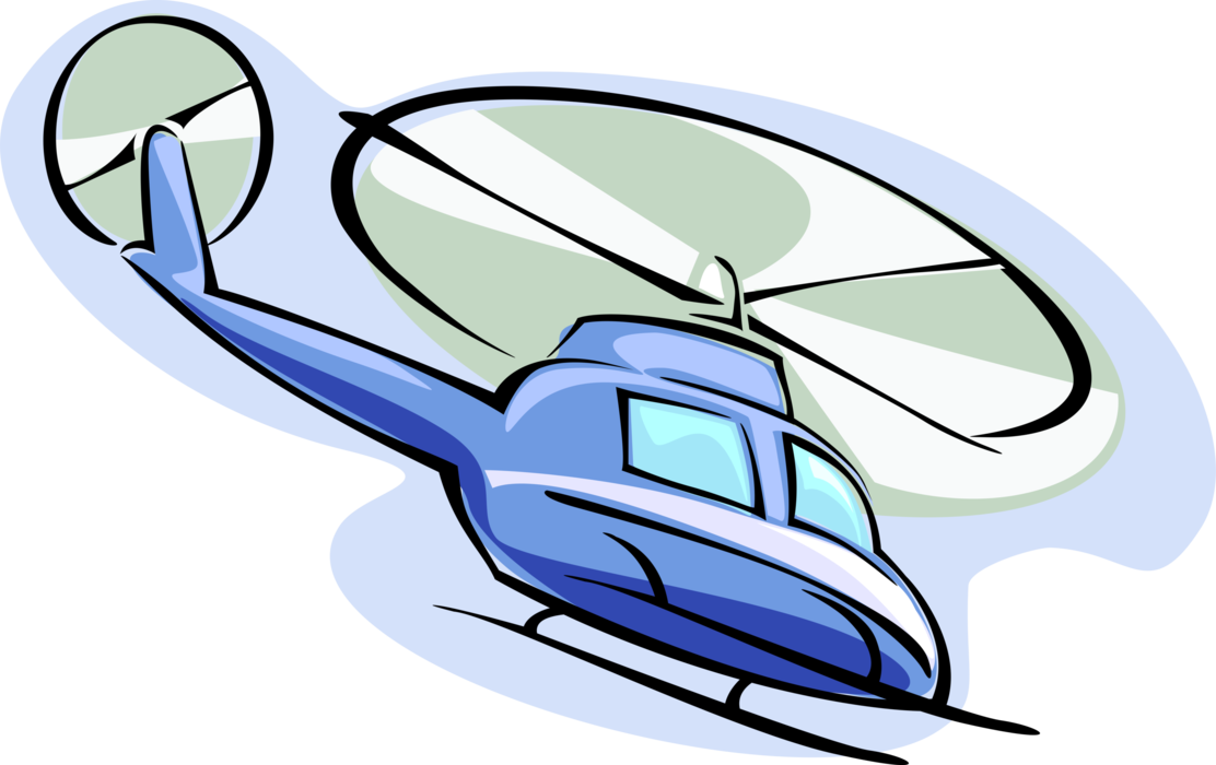 Vector Illustration of Helicopter Rotorcraft Applies Lift and Thrust Supplied by Rotors