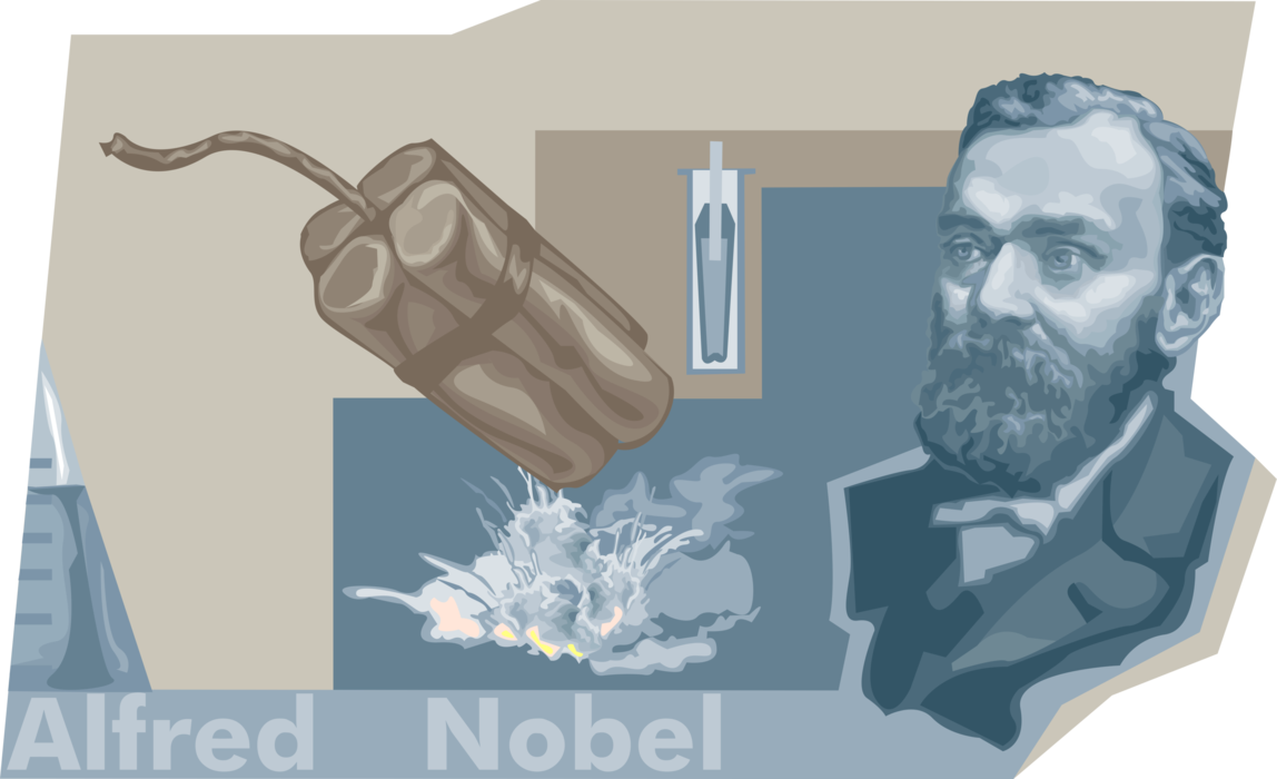 Vector Illustration of Alfred Nobel Inventor of Dynamite and Instituted the Nobel Prizes