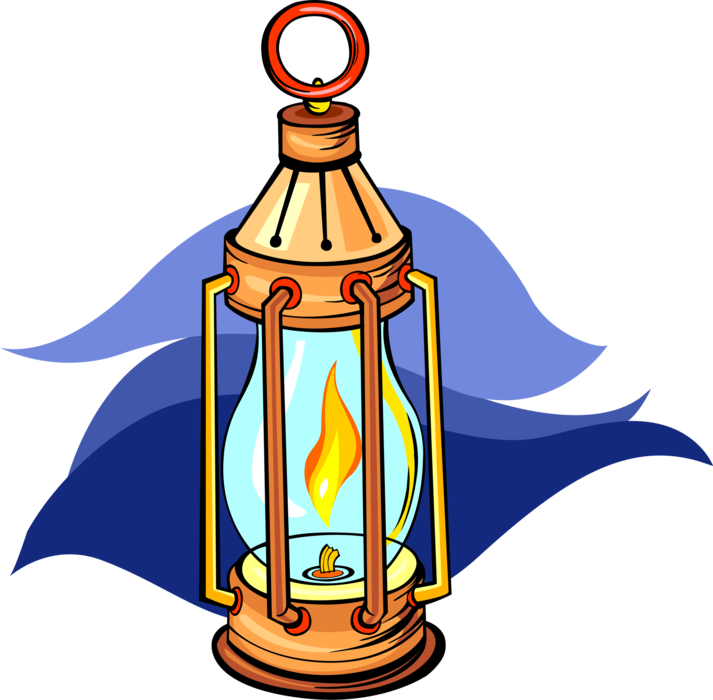 Vector Illustration of Seafaring Mariner's Oil Lamp Hurricane Lantern Provides Light