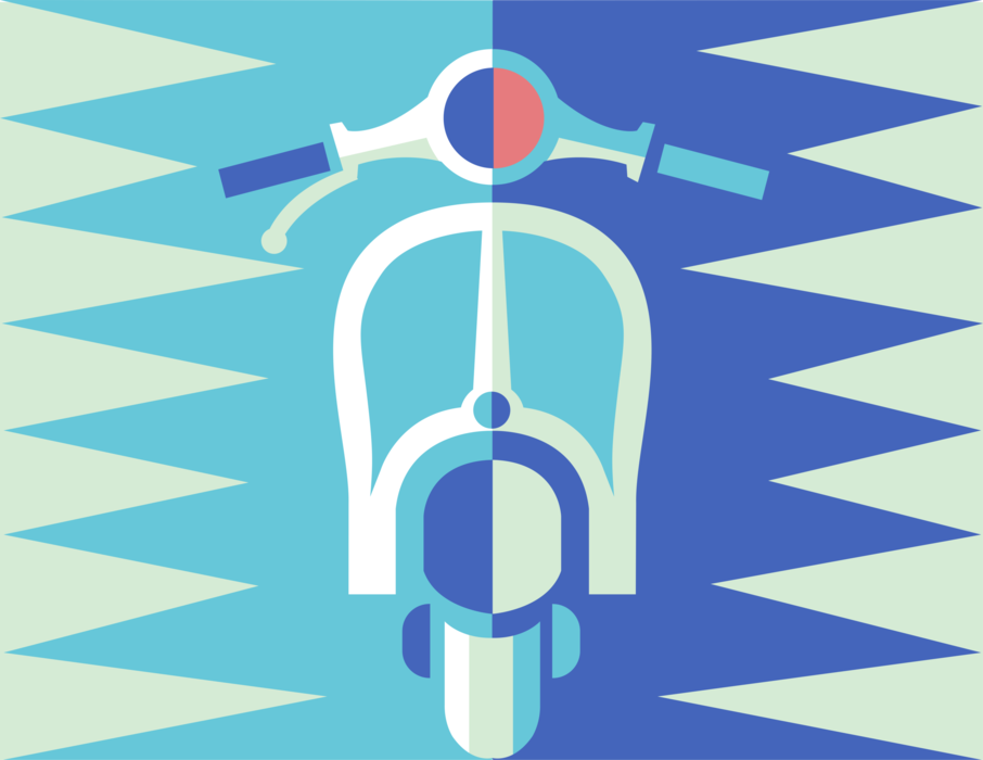 Vector Illustration of Motor Scooter Motorcycle with Step-Through Frame