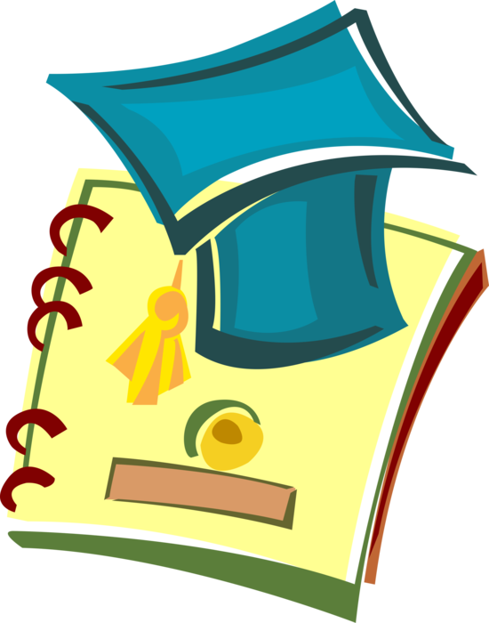 Vector Illustration of School Graduation Mortarboard Cap with Graduation Program