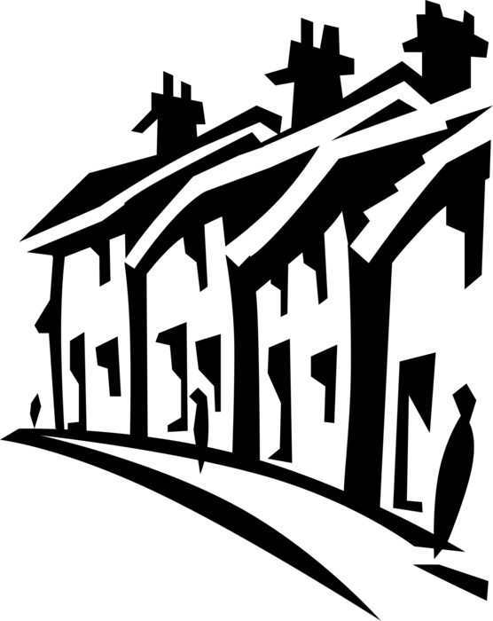 Vector Illustration of Village or Town House Buildings