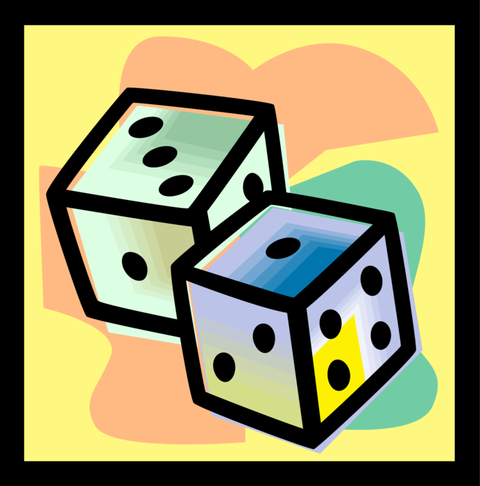 Vector Illustration of Dice used in Pairs in Casino Games of Chance or Gambling