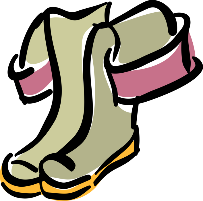 Vector Illustration of Fireman Firefighter Rubber Boots Footwear