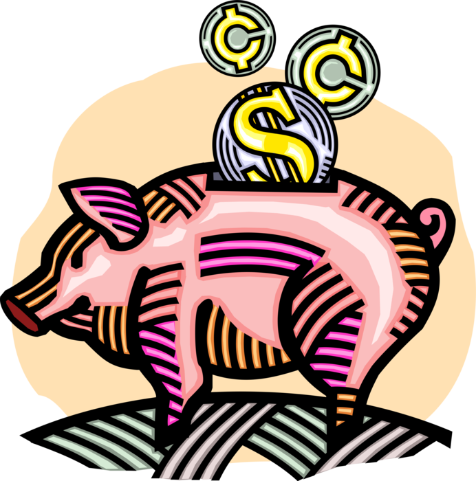 Vector Illustration of Piggy Bank Money Coin Container used by Children Teaches Thrift and Savings