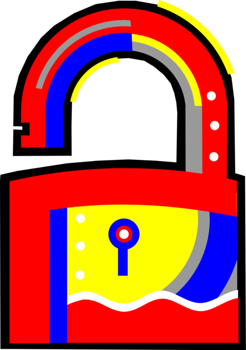 Vector Illustration of Padlock Lock Mechanical Security Fastening Device to Prevent Use, Theft, Vandalism