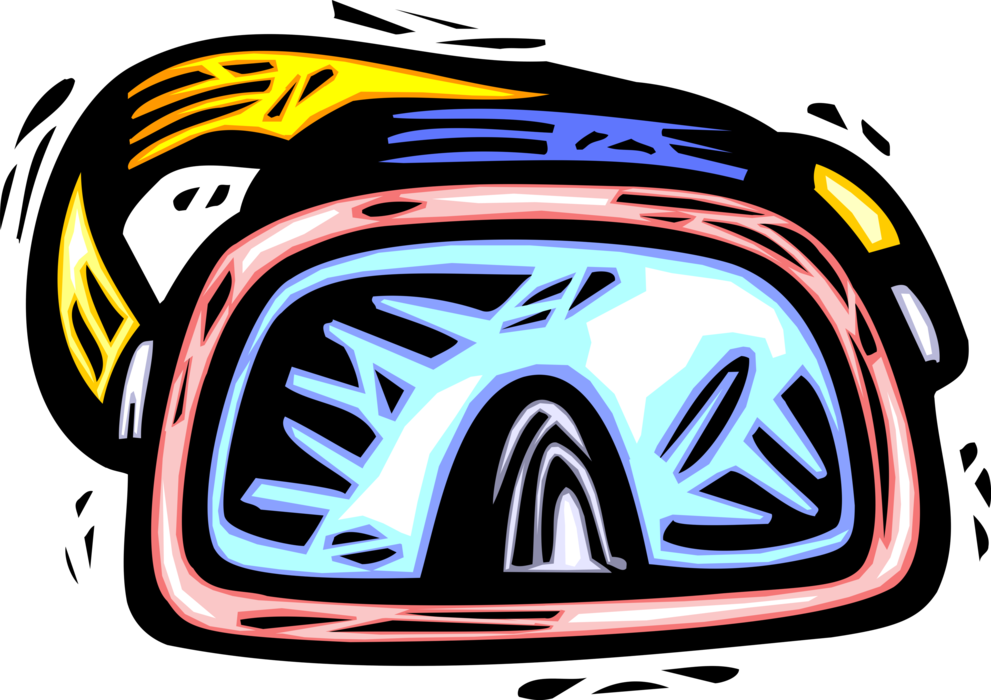 Vector Illustration of Diver's Diving Equipment Dive Mask