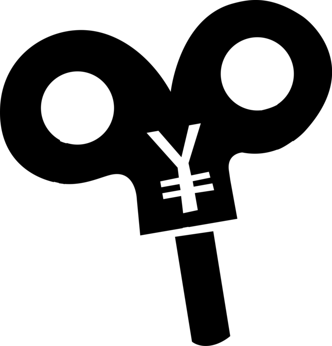 Vector Illustration of Financial Concept Wind-Up Key with Japanese Yen Currency Symbol