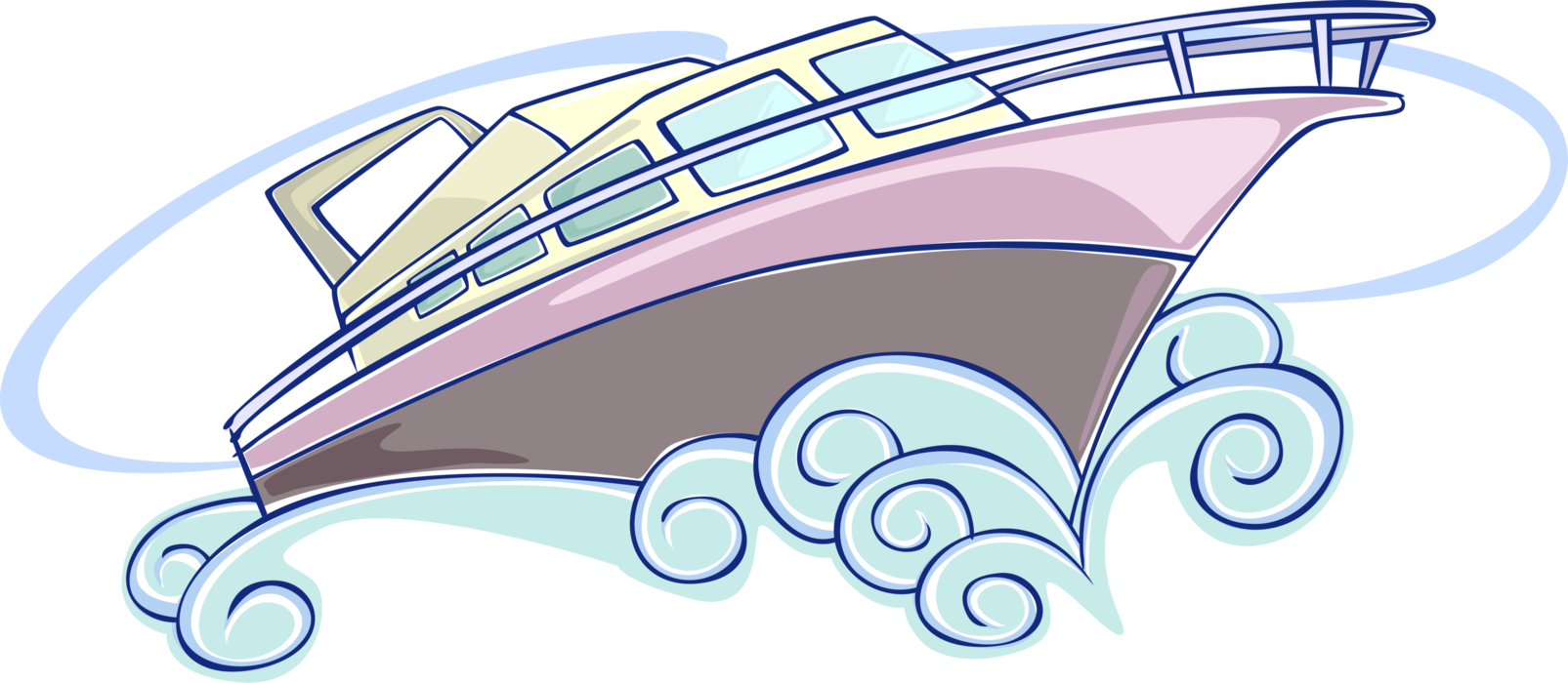 Vector Illustration of Cabin Cruiser Pleasure Boat Watercraft Water-Borne Vehicle
