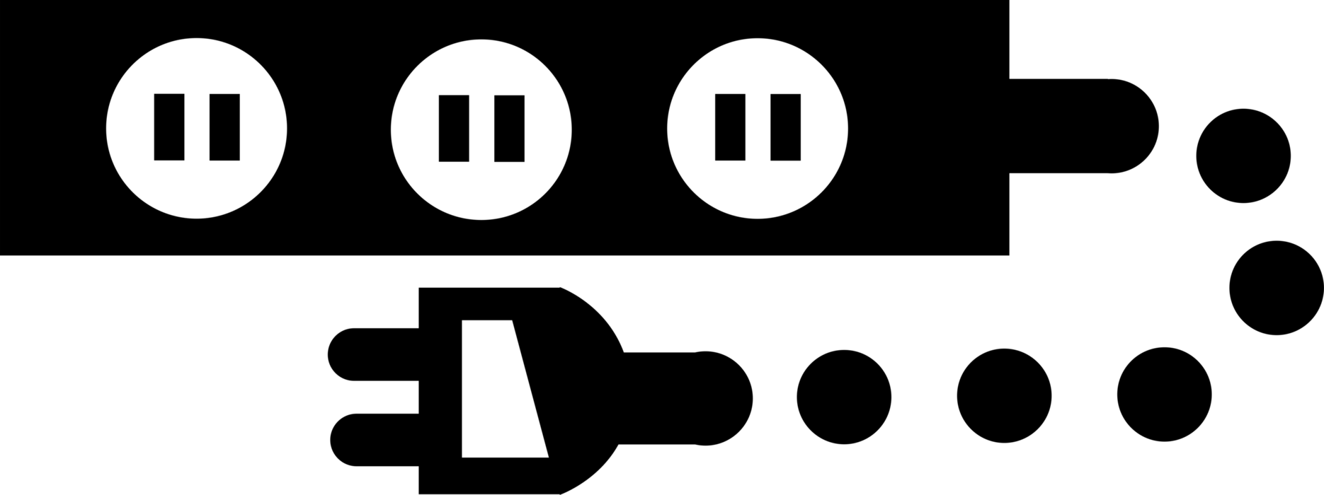 Vector Illustration of Power Strip or Power Bar Block of Electrical Sockets