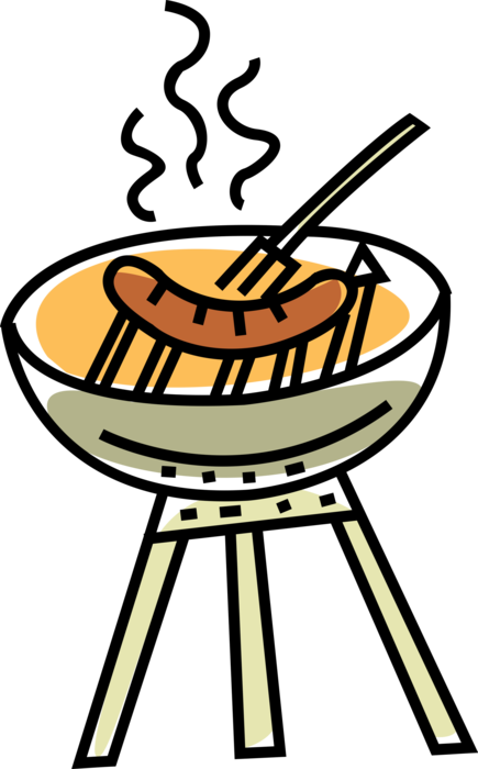 Vector Illustration of Barbecue, Barbeque or BBQ Outdoor Cooking Grill 