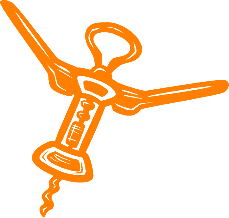 Vector Illustration of Corkscrew Tool Removes Corks from Wine Bottles