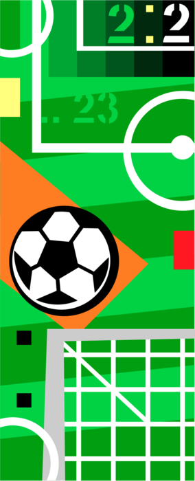 Vector Illustration of Sport of Soccer Football with Ball and Field Pitch