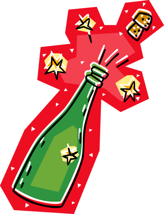 Vector Illustration of Champagne Carbonated Sparkling Wine Alcohol Beverage from the Champagne Region of France 