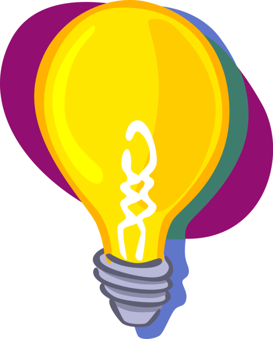 Vector Illustration of Electric Light Bulb Symbol of Invention, Innovation, Inspiration and Good Ideas